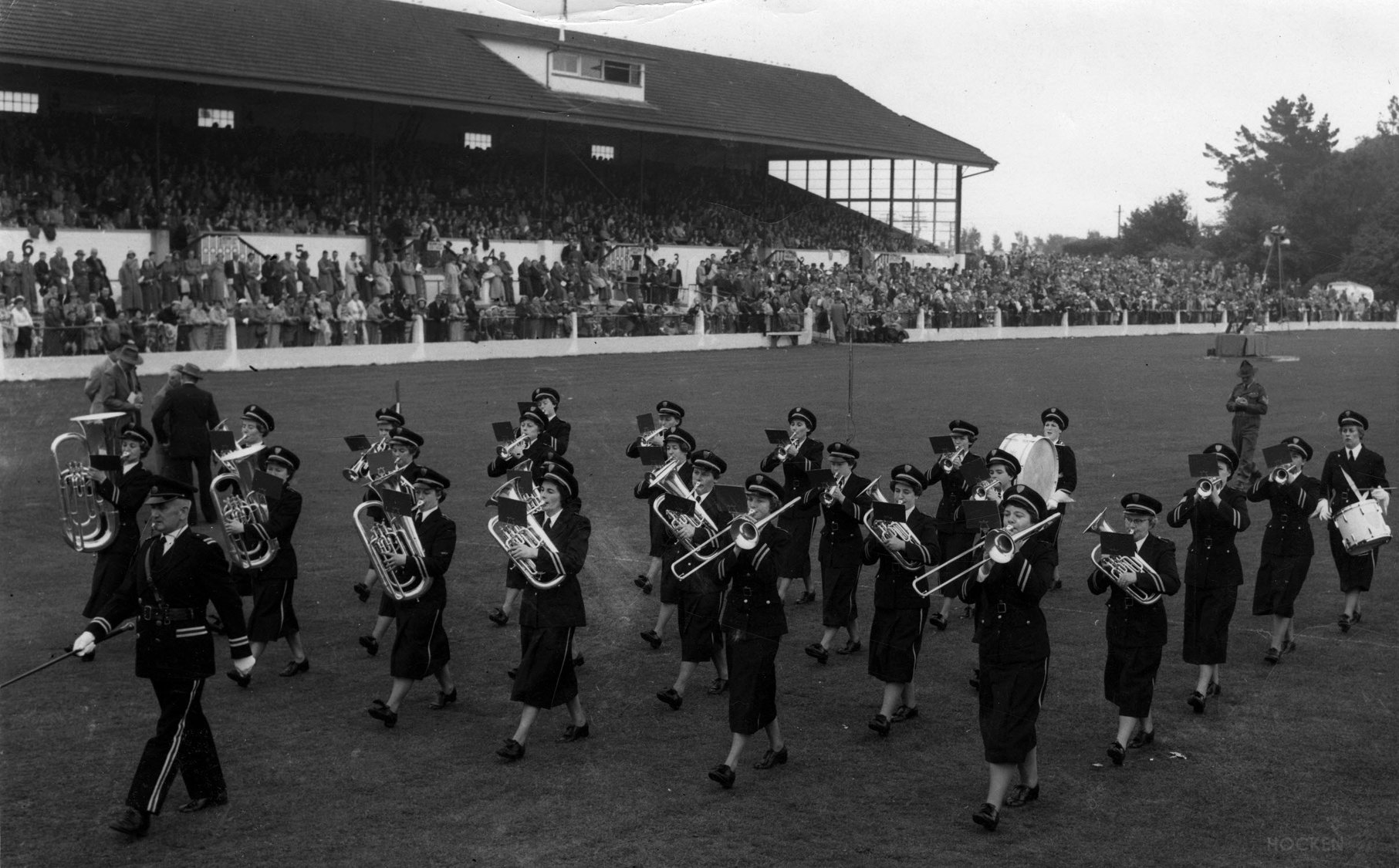 The Dunedin Ladies' Brass Band, undated photograph by Hazeldine's Studio, Invercargill. Dunedin Ladies' Brass Band records, MS-4731/002/001 (used with permission)